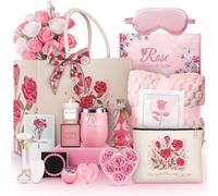 Dallfoll Regalos de cumpleaños para mujeres, cuidado personal y recuperación pronto, con vaso, manta de franela de lujo y bolsa de lona para mamá, esposa, hermana, rosa