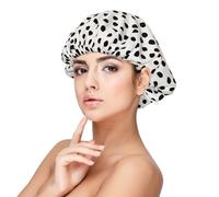 Dálmata blanco y negro con estampado animal de lunares,Gorro de dormir de satén ajustable para adultos, de seda, elástico, para dormir, para mujer