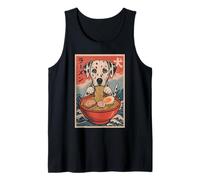 Dálmata Comer Ramen Kawaii Anime Amante de los Perros Camiseta sin Mangas