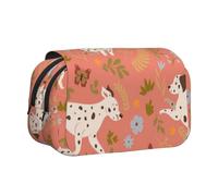 Dálmatas Jugando Estuche para lápices portátil con Doble Concha y Cremallera