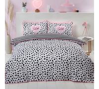 Dálmatas Set Funda Edredón Matrimonio Niña Manchas y Rayas Dos Caras Cama Negro