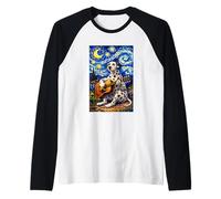 Dalmatian Playing Guitar Whimsical Art Dog Music Camping Camiseta Manga Raglan