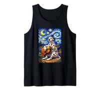 Dalmatian Playing Guitar Whimsical Art Dog Music Camping Camiseta sin Mangas