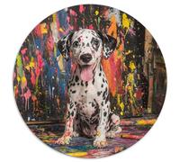 DALMATISCHE Rompecabezas Redondo 1000p Adultos-Niños Los animaless Haustiers Cute Circular Puzzle Niños: Decoración Hogar Juegos Edugatoivos TaHaustiere Portátil 1000pcs (67.5x67.5cm)