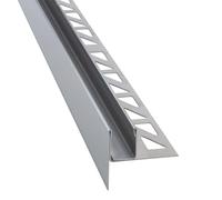 Dalsys Ducha de cuña inclinada 98cm, altura 19mm, izquierda, plata, perfil en U para soporte de cristal (cristal de 12mm) para ducha a ras de suelo, de acero inoxidable V2A resistente a la corrosión
