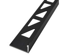 Dalsys Perfil angular para riel para azulejos, aluminio (anodizado), negro, 2m x 8mm, perfil para azulejos