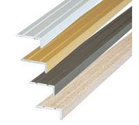 Dalsys Perfil autoadhesivo para cantonera de escalera de 135cm x 25mm x 10mm de aluminio, perfil de suelo para cantoneras de escalera de roble claro