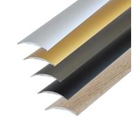 Dalsys Perfil de transición autoadhesivo de 90 cm x 40 mm, de aluminio, apto para baldosas, laminado y parquet plateado, entre otros.