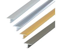 Dalsys Perfil en T perfil de transición de 200 cm x 26 mm, perfil para suelo de aluminio anodizado, cromado plateado