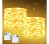 Dalugo Cadena de luces de 5 modos, 3 m, 30 LED, con temporizador, 2 unidades, luz blanca cálida, Guirnaldas para Navidad, dormitorio, fiesta, boda