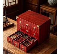 Dalumian Armario de boticario de 3 Niveles, Caja de Almacenamiento de Hierbas con 9 cajones, Organizador de cajones de Escritorio de Madera Retro, Organizador de fichas para Farmacia, Hospital(A)