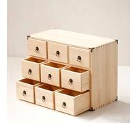 Dalumian Cajonera de boticario con catálogo de fichas, Vitrina de boticario con 9 cajones, Caja de Almacenamiento para Hierbas, bolsitas de té y Joyas (Completamente ensamblada)