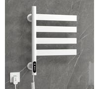 Dalumian Calentador de Toallas eléctrico Giratorio de 180°, secador de Toallas Caliente con Panel táctil, toallero de Pared, toallero calefactado con Temporizador Control de Temperatura(White,4 Rods)