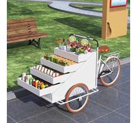 Dalumian Camión de Carga móvil con Triciclo, Carrito de Venta de Triciclo, Carrito portátil para Puesto de Mercado, Expositor de 4 Niveles, quiosco de Venta de Comida para mercados(White)