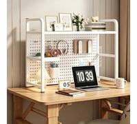 Dalumian Estantería de Escritorio Blanca, Organizador de Almacenamiento Independiente para encimera, librería metálica de sobremesa para Ordenador - Ideal para dormitorios, oficinas(2-Tier,115cm)