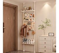 Dalumian Estantería para Puerta, Organizador de Pared con Tablero Perforado, Barra de tensión Ajustable sobre el Inodoro, Organizador de baño, estantería para Puerta, Acero al Carbono(46.5cm)