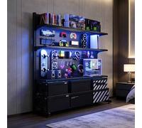 Dalumian Estanterías de pie con Panel Perforado para Gaming, Expositor de Almacenamiento Independiente con 20 Ganchos, Sistema Modular de Paneles y estantes para Oficina en casa(Black,75cm)