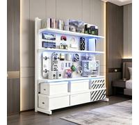 Dalumian Estanterías de pie con Panel Perforado para Gaming, Expositor de Almacenamiento Independiente con 20 Ganchos, Sistema Modular de Paneles y estantes para Oficina en casa(White,75cm)
