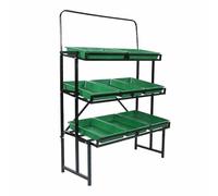 Dalumian Estantes comerciales para frutas y verduras, cestas de almacenamiento de verduras, expositor para tiendas minoristas con cestas de PP, ideal para la organización de la cocina(A,3-tier)