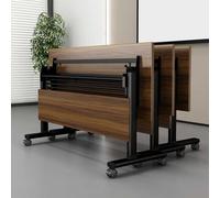 Dalumian Mesa de conferencias, mesas de capacitación Plegables Modernas con Tapa abatible, Escritorio Grande para reuniones de Podcast con 4 Ruedas con Bloqueo, Mesa de seminario Moderna(5pcs)