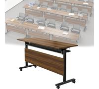 Dalumian Mesa de conferencias Plegable, Escritorio Grande para Podcast con 4 Ruedas de Freno, mesas de seminario con Ruedas y Tapa abatible (120 x 50 x 75 cm)(16 pcs)