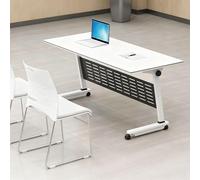 Dalumian Mesa de conferencias Plegable, escritorios móviles con Ruedas y Tapa abatible, estación de Trabajo para capacitación, Escritorio Grande para reuniones de Podcast con 4 Ruedas de Freno(2 pcs)