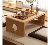 Dalumian Mesa Plegable Japonesa de Suelo, Mesa Plegable Tipo Tatami, Mesa de Centro portátil de Madera Maciza, sin Montaje, Panel de 25 mm de Grosor, Escritorio bajo para Sentarse(Wood,50cm)
