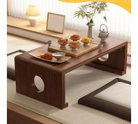 Dalumian Mesa Plegable Japonesa de Suelo, Mesa Plegable Tipo Tatami, Mesa de Centro portátil de Madera Maciza, sin Montaje, Panel de 25 mm de Grosor, Escritorio bajo para Sentarse(Walnut,60cm)