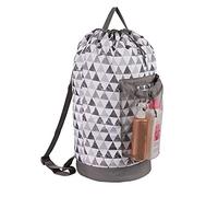 Dalykate Mochila de lavandería, mochila con correas de hombro y bolsillo de malla, mochila de nailon duradero con cierre de cordón para la universidad, viajes, lavandería, apartamento