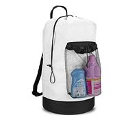 Dalykate Mochila de lavandería, mochila con correas de hombro y bolsillo de malla, mochila de nailon duradero con cierre de cordón para la universidad, viajes, lavandería, apartamento