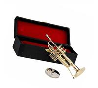 DALYNN Colección De Instrumentos Musicales Chapados En Oro De Cobre, Adornos, Mini Trompeta con Soporte, Decoración En Miniatura Musical Instrumento Miniatura (Size : 12cm)