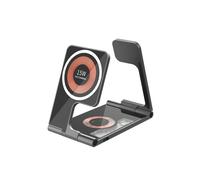 Base De Carga Plegable Dam 5 En 1. Base Magsafe 15w , Cargador De Apple Watch Y Base Qi. Función Stand Doble. 10,9x6,4x1 Cm. Color: Negro