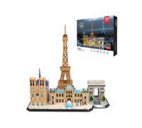 DAM DAM - Puzzle 3D de cartón de la ciudad de París con luces LED. 104 piezas.. Multicolor