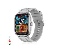 DAM DAM - Smartwatch M106 con doble correa una de silicona y otra de nylon. Notificaciones de Apps, monitor de salud, modos deportivos.. Gris claro