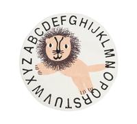 Dam Skerisi Alfombra Redonda para área de Juegos, Alfombra Antideslizante Suave con diseño de Dibujos Animados para niños, Alfombra de Juego de Falso Cachemir con un Lindo diseño del Alfabeto, (León)