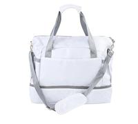 Dam Skerisi Bolso de Fin de Semana para Mujer, Bolso de Hombro Grande de poliéster con asa Superior y Puerto de Carga USB, Bolsa de Viaje Tipo Duffle para Gimnasio y Yoga, con Compartimento (Blanca)
