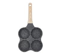 Dam Skerisi Sartén para freír huevos de aluminio antiadherente de 4 tazas, sartén cocedora de huevos con mango de madera, sartén para tortitas y omelettes con distribución uniforme del calor, (B)
