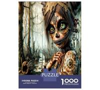 Dama con cráneo de azúcar 1000 Piezas - Set De Puzzle Arte de Día de Muertos Premium, Cartón Resistente - DIY Super Divertido para La Familia, Decoración Bonita, Regalo De Cumple 38x26cm/1000pcs