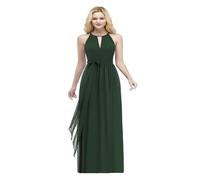 Dama De Honor Vestido Vestidos de Dama de Honor Largos de Gasa con Cuello Halter for Mujer, Elegantes, de Corte A, sin Mangas, Formales, de Noche y graduación.(Green,4)