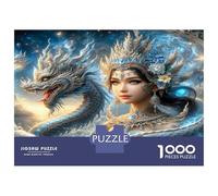 Dama del Dragón Azul 1000 Piezas Puzzle Premium Dominio mítico Azul Puzzle Clásico, Cartón Grueso - Ultra Difícil, Antiestrés Total, Ideal para Diversión En Casa 52x38cm/1000pcs