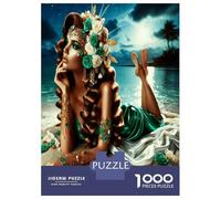 Dama del Mar Rosas Verdes 1000 Piezas Set De Puzzle Gracia Floral oceánica Puzzle Cochetón Premium - Antiestrés Y Decoración, Regalo para Mujeres, Hombres Y Niños, Entrena El Cerebro 70x50cm/1000pcs