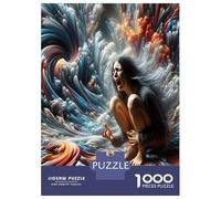 Dama Gritando y Saludando 1000 Piezas Puzzle para Adultos Turbulencia Emocional Puzzle Cartón Extra Grueso - Antiestrés Y Viajes, Entrena El Cerebro para 12+ Años 52x38cm/1000pcs