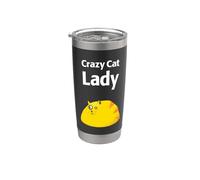 Dama loca amante de los gatos divertida Vaso térmico de acero inoxidable de doble pared