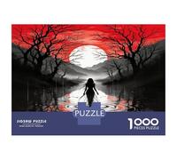 Dama Luna roja Camino 1000 Piezas Paquete De Puzzle Magia mística Nocturna Puzzle Cochetón Extra Grueso - Favorito De Coleccionistas, Relajación, Regalo Genial para Viajes O Fiestas 52x38cm/1000pcs