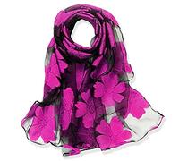 Dama Pañuelos Gasa Chales de Fiesta Bufandas de la Boda de noche para Mujeres, PLECUPE Fashion Soft Long Organza Scarf Shawl Summer Beach Wrap, Rosa roja#1