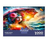 Dama, Paraguas, Flor 1000 Piezas Clásico Fusión etérea con la Naturaleza Paquete De Puzzle, Cartón Premium - Hit Entre Los Mayores, Regalo De Inauguración, Diversión En Casa O Fiestas 70x50cm/1000pcs