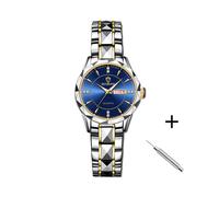 (dama slv oro azul)Nuevos conjuntos de relojes para él y para ella, de acero inoxidable resistente al