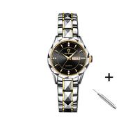 (dama slv oro negro)Nuevos conjuntos de relojes para él y para ella, de acero inoxidable resistente