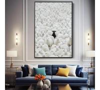 DAMAIART Cuadro en lienzo de oveja negra, póster moderno de animales e impresión, arte de pared retro, imágenes para sala de estar, dormitorio, decoración del hogar, 70 x 90 cm, sin marco
