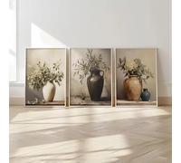 DAMAIART Juego de 3 piezas de lienzos decorativos con motivos de olivos, hortensias y eucaliptos, estilo nórdico, ideales para la decoración de la sala de estar (40x60cm x 3/sin marco).